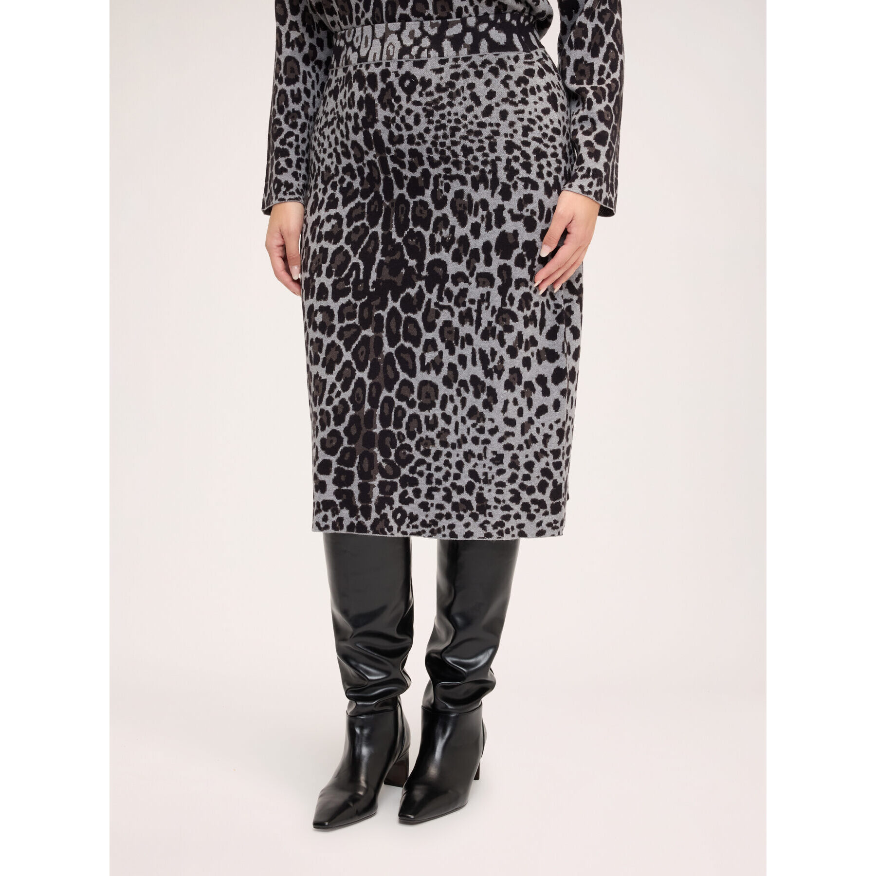 Fiorella Rubino - Gonna tubino in maglia animalier - Grigio