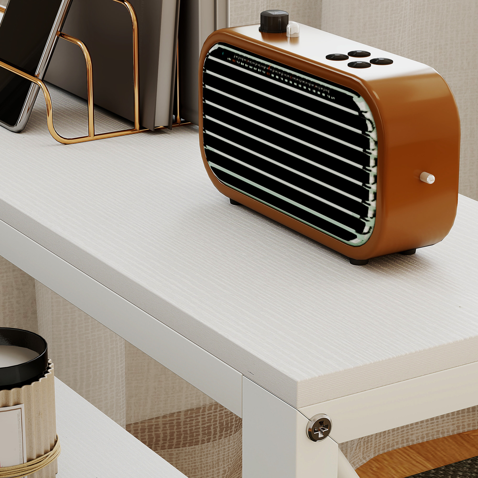 Bureau d'angle modulable design contemporain multi-rangement  - métal panneaux blanc
