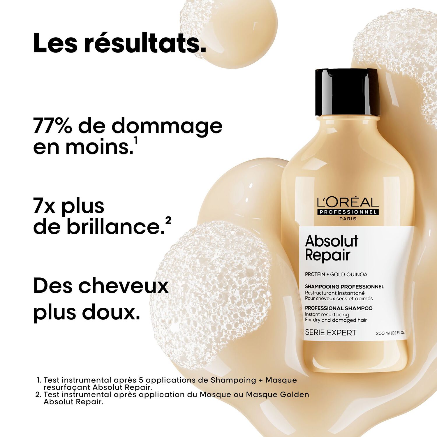 Série Expert Absolut Repair Gold Shampoing - Shampoing réparateur pour cheveux secs et abîmés
