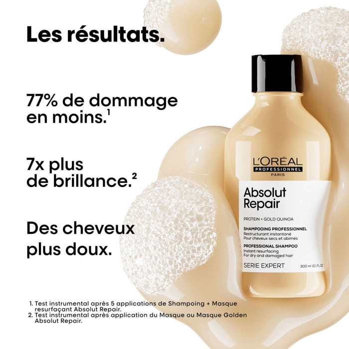 Série Expert Absolut Repair Gold Shampoing - Shampoing réparateur pour cheveux secs et abîmés