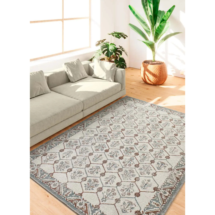 LUA Alfombra de exterior vintage azul y caldera, varias medidas disponibles.