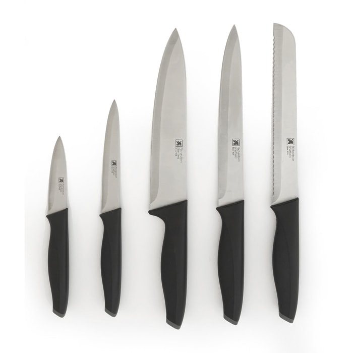 Advantage - Bloc bois naturel 5 pièces lames inox avec porte tablette