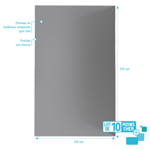 LOT de 10 Panneaux Muraux pour salle de bains en Aluminium Gris - 120x210cm - WALL'IT