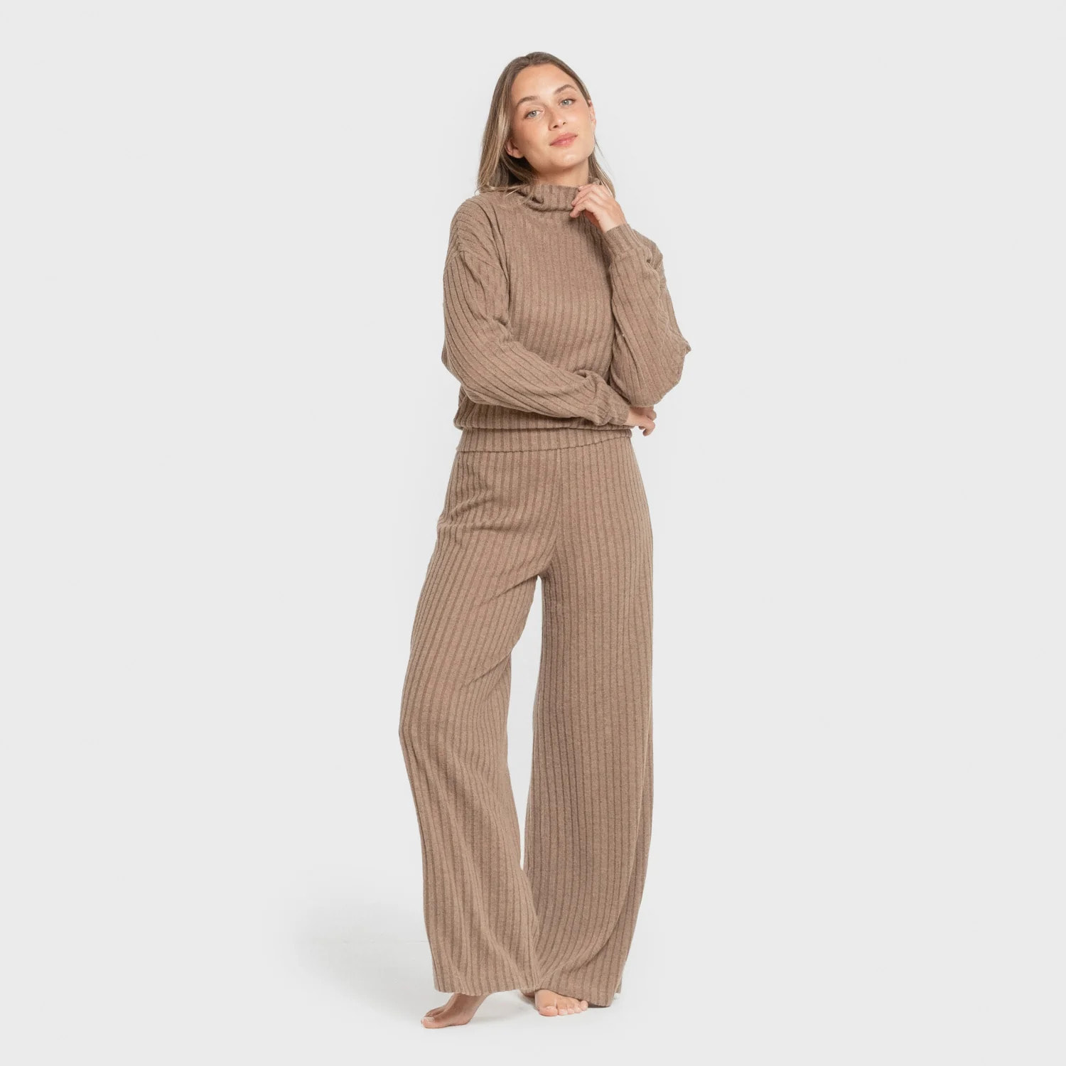 Pantalón largo ancho 4x2 canalé mujer