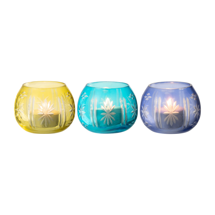 J-Line bougeoir Tarifa Rond - verre - mix - 3 pièces