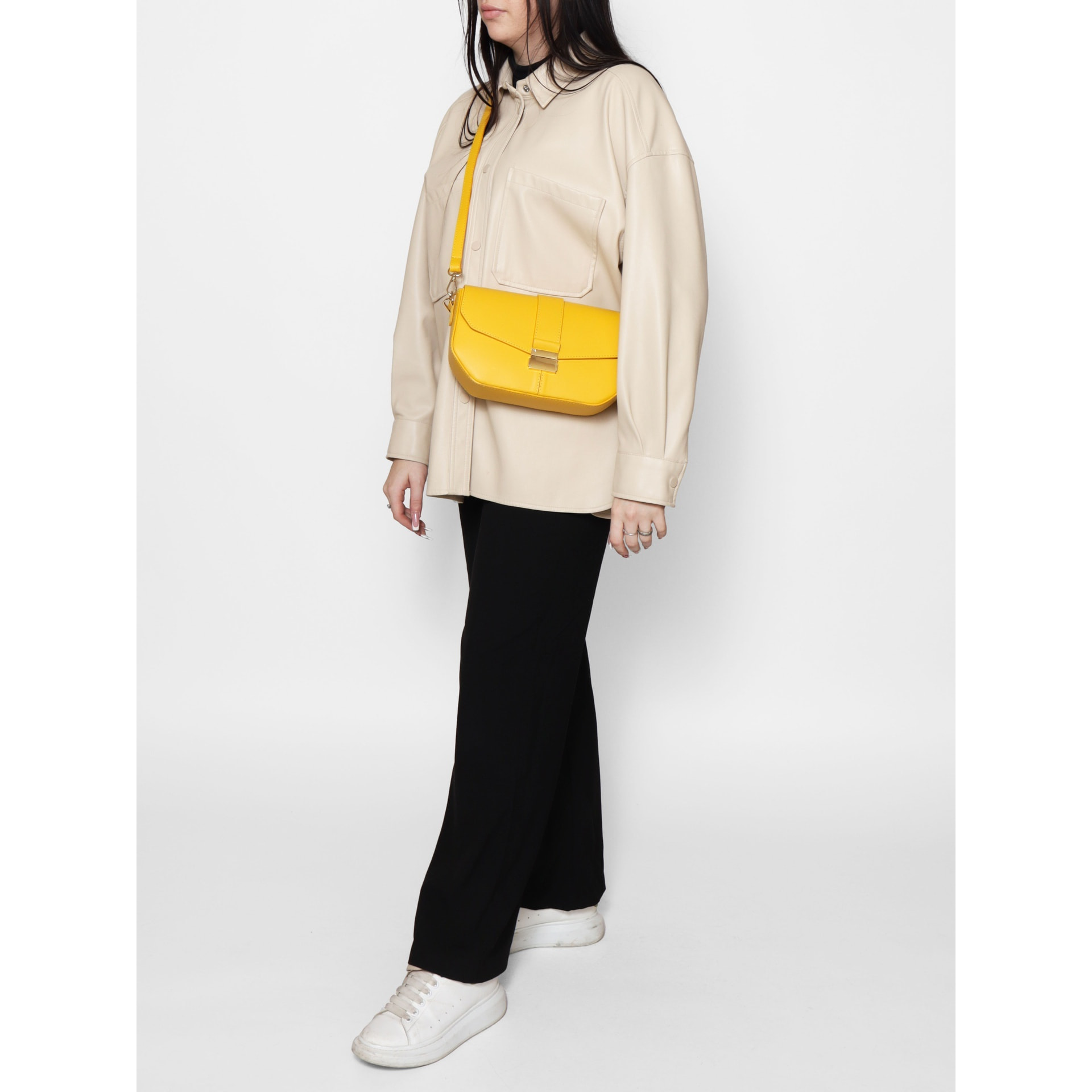 Borsa a spalla da donna - Modello False - Vera pelle - 27.0 x 15.0 x 7.0 cm
