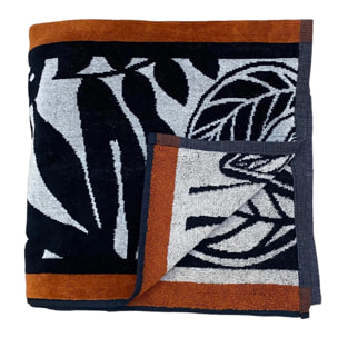 Serviette de plage XL éponge velours Jacquard Gris 140x180 400g/m² - Inagua