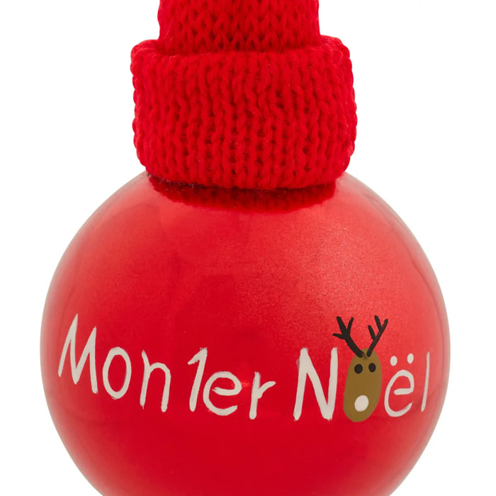 Boule Mon Premier Noël bonnet D.8cm rouge