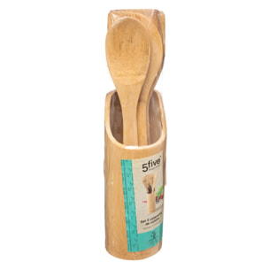Pot à ustensiles avec 4 spatules bambou
