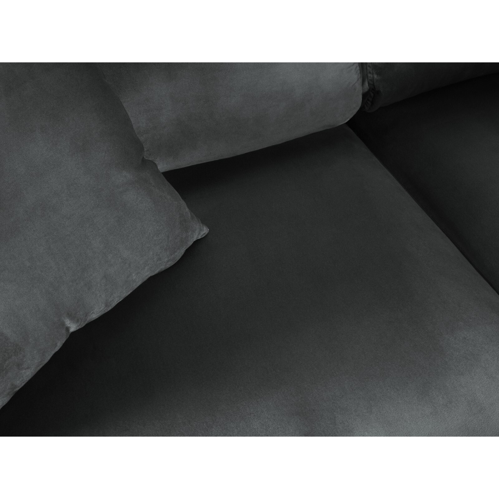 Canapé d'angle droit convertible avec coffre de rangement "Kyoto" 5 places en velours gris foncé