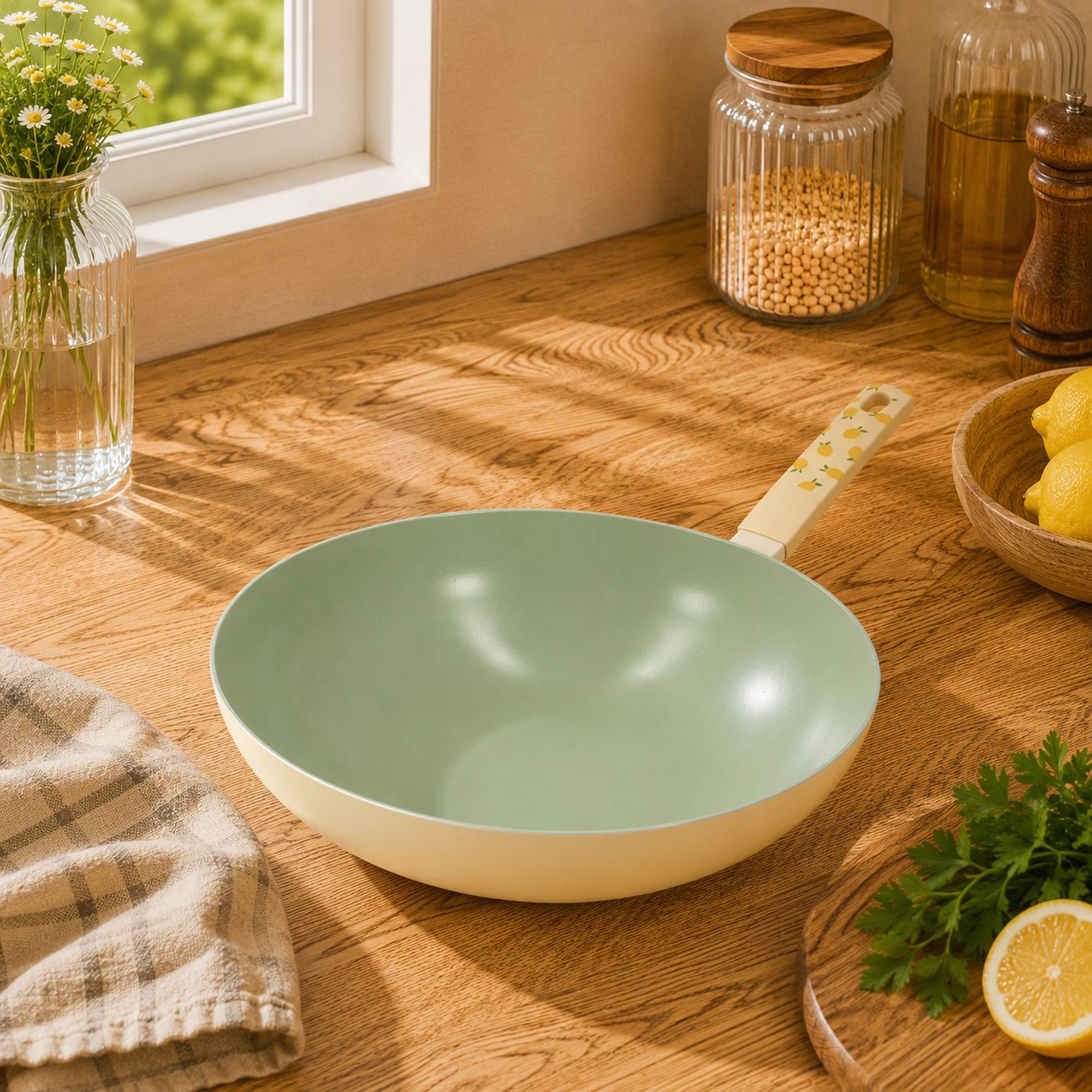 Wok 28cm en aluminium citron - tous feux CITRON