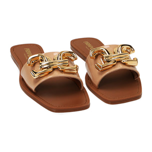 Ciabatte flat nude in vernice