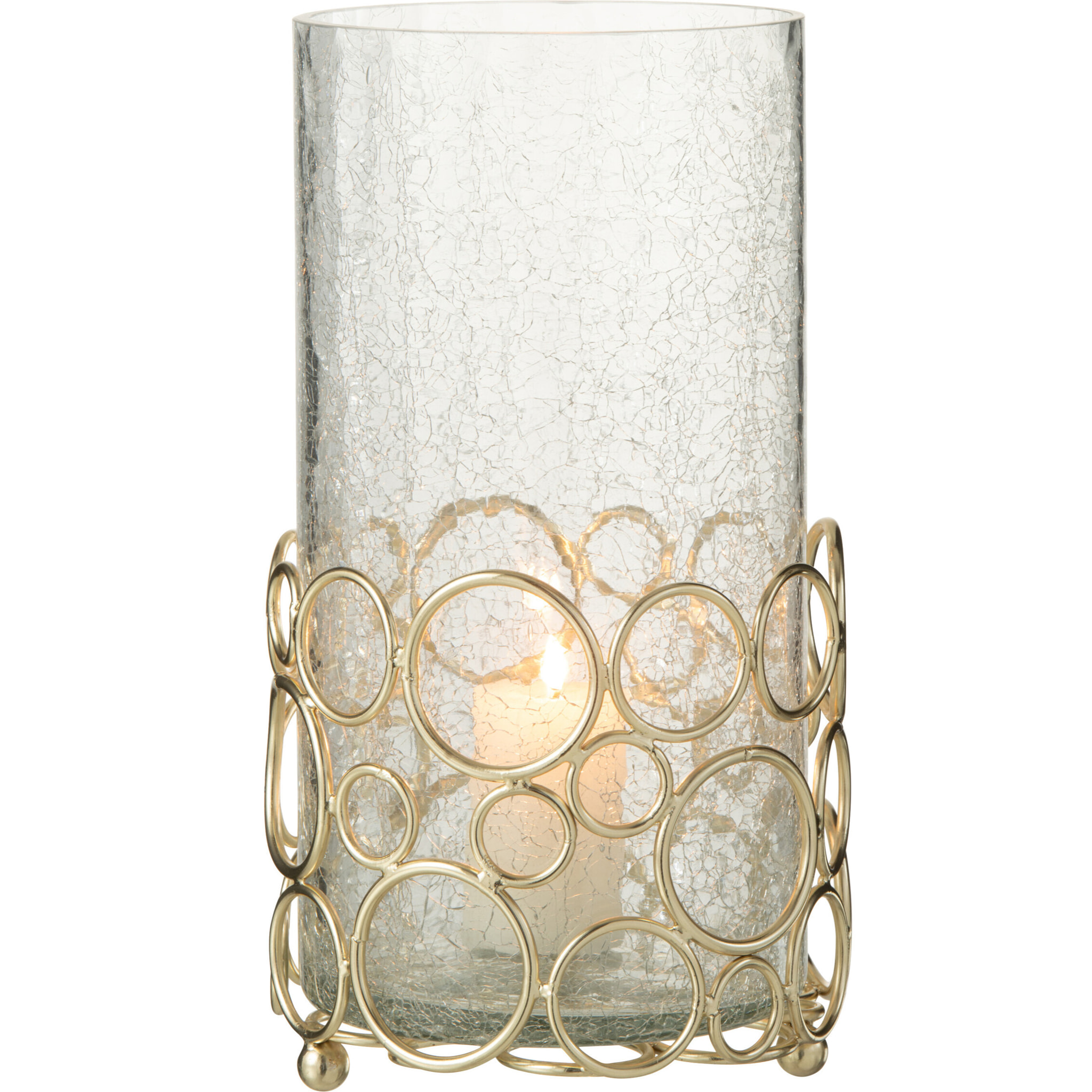 J-Line photophore Kyev - verre/acier - transparent/or - large