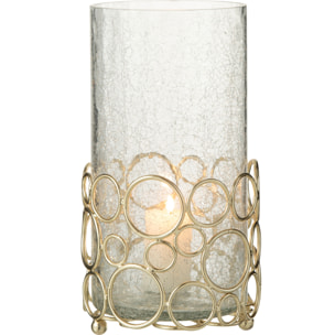 J-Line photophore Kyev - verre/acier - transparent/or - large