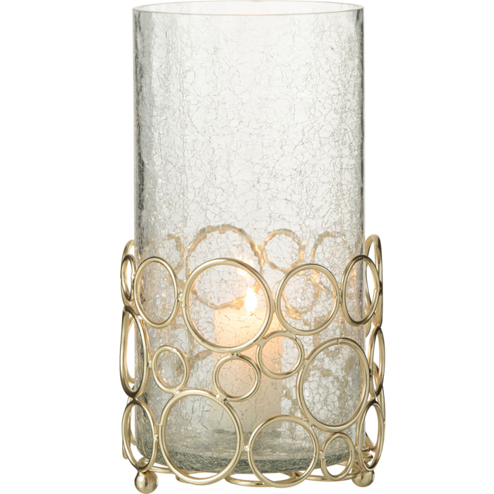 J-Line photophore Kyev - verre/acier - transparent/or - large