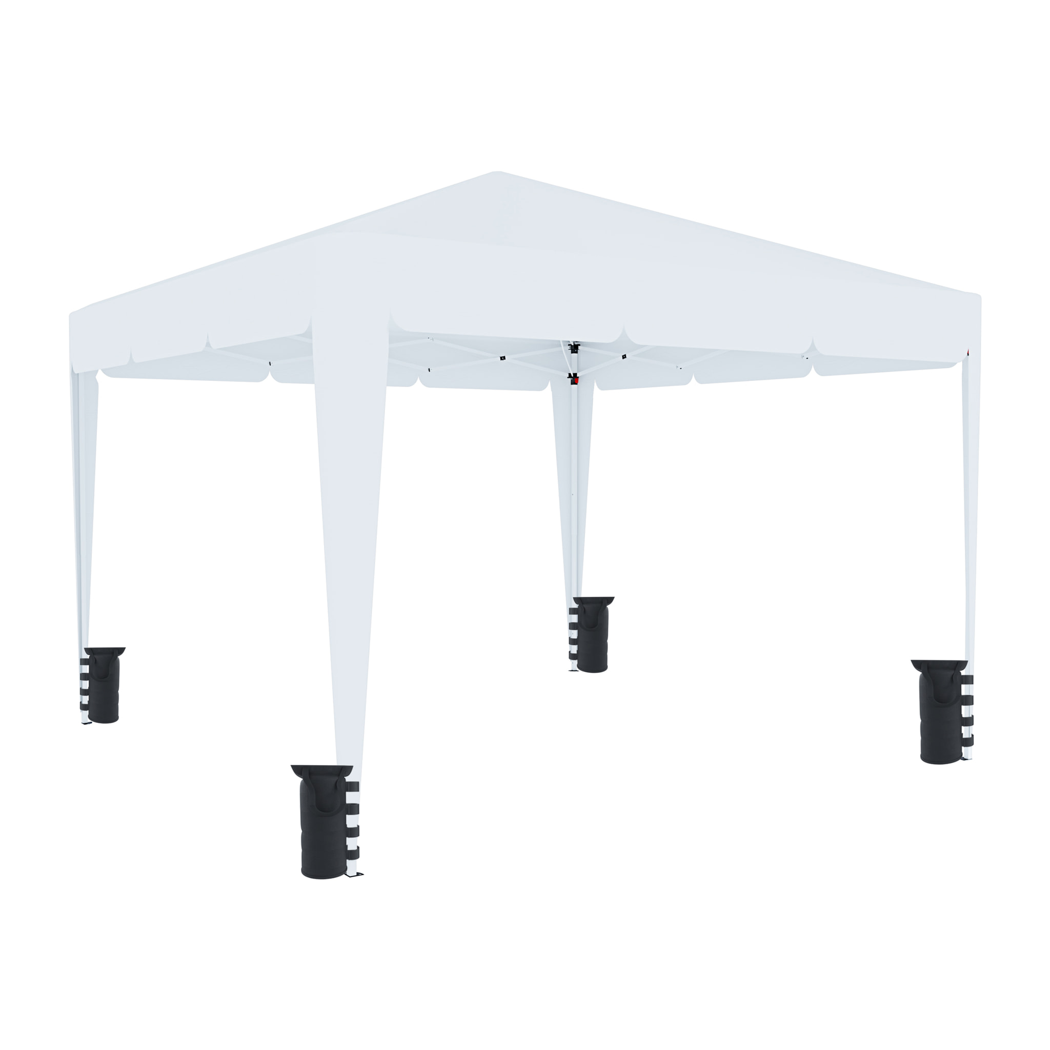 Gazebo Pieghevole Impermeabile 3 x 3 M Da Giardino Con 4 Sacche Pesi Sacca Trasporto Chiusura Fisarmonica Struttura Acciaio Copertura 160 gr/m² Bianco
