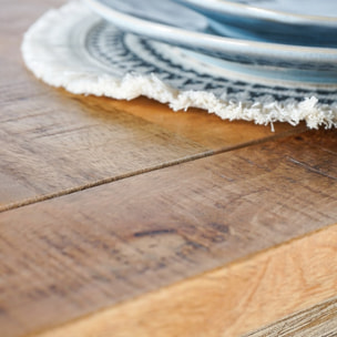 Tavolo da pranzo quadrato in mango beige decapato 80x80x77 - Salento