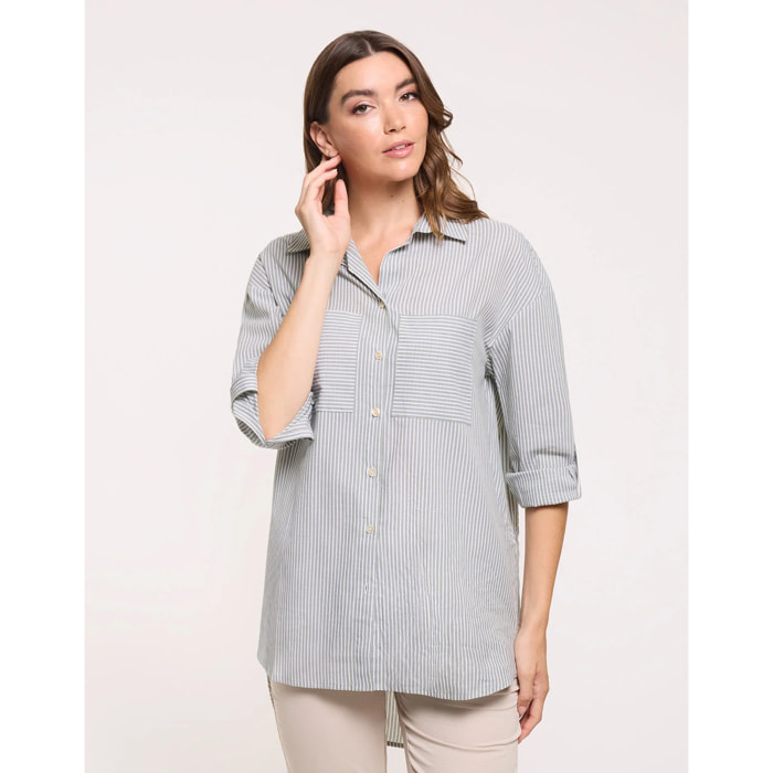 Camisa Manga Larga Rayas Caqui - Brosabeat
