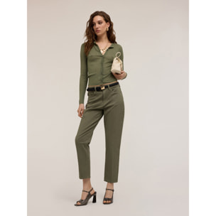 Motivi - Pantalón modelo carrot Rianne de algodón - Verde militare