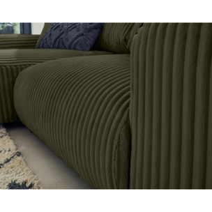 Garance - canapé d'angle réversible - 4 places - en velours côtelé grosses côtes - Vert