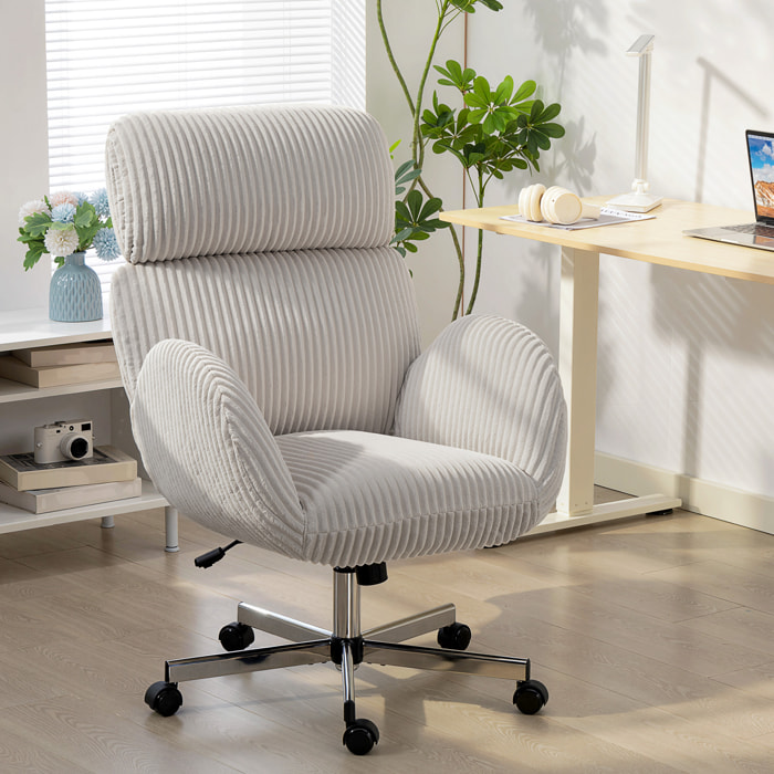 Chaise bureau design velours côtelé gris clair