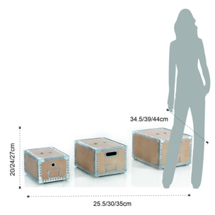 TOMASUCCI Set 3 bauli / porta oggetti WOOD Multicolore