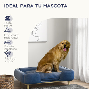 Sofá para Perros Grandes Cama Elevada para Perros con Patas de Madera y Cojín Lavables Cama para Mascotas Carga 30 kg 96x66x24 cm Azul