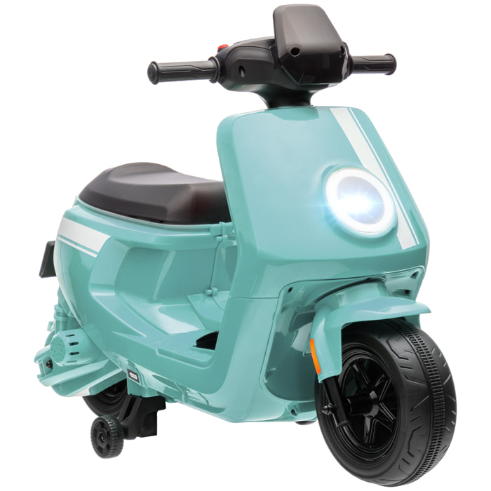 Scooter électrique enfant - moto enfant 6V 25W 2 vitesses 1,5-3 Km/h - effets sonores lumineux - vert