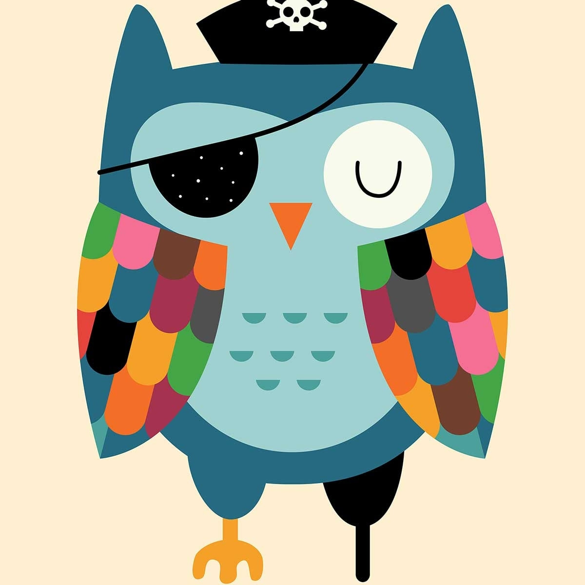 Affiche  capitaine hibou Affiche + cadre en bois - Chêne