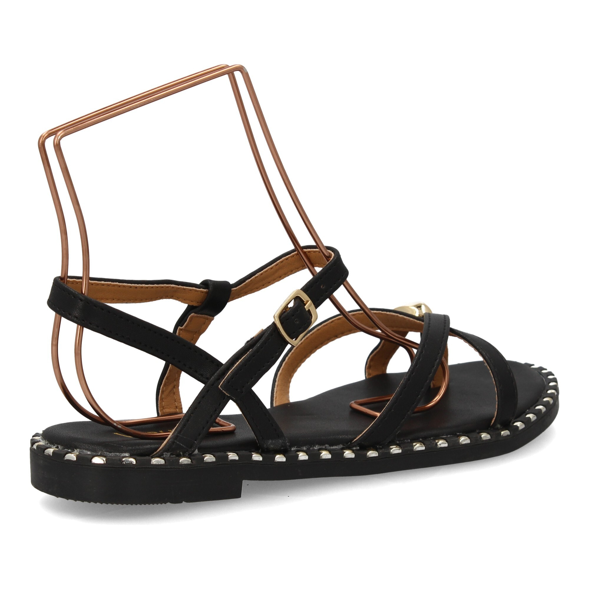 Sandalia plana mujer elegante verano con tachuelas