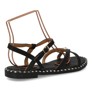 Sandalia plana mujer elegante verano con tachuelas