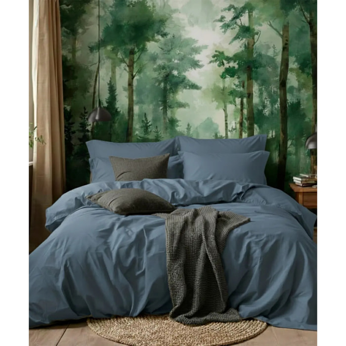 Parure CopriPiumino e Federe RASO AZZURRO tinta unita per letto matrimoniale 100% Raso di Cotone e Made in Italy