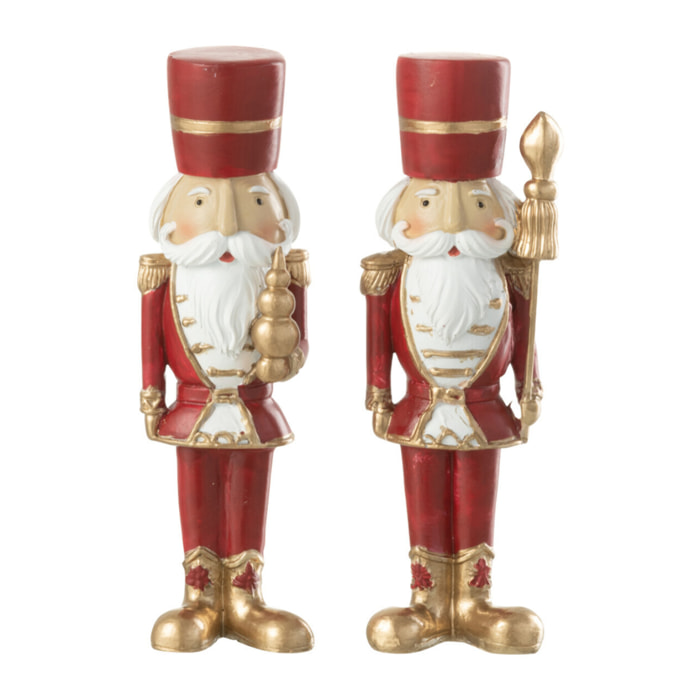 J-Line figurine  de Noël Casse-Noisette - polyrésine - blanc/rouge - small - 2 pcs