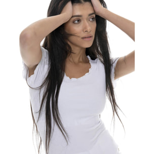 T-shirt da donna in costina elasticizzata Leone Chic Gold