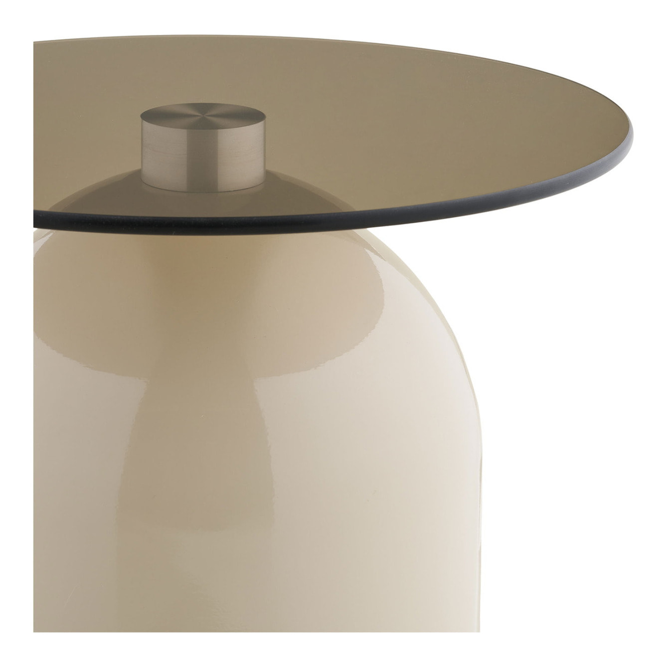 Tavolino d'appoggio Ravello in vetro temperato e metallo grigio/beige ø40×52 cm
