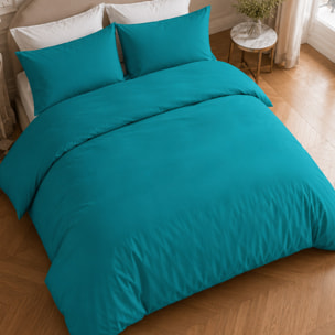 Drap housse 100% percale de coton bleu sarcelle- Finesse