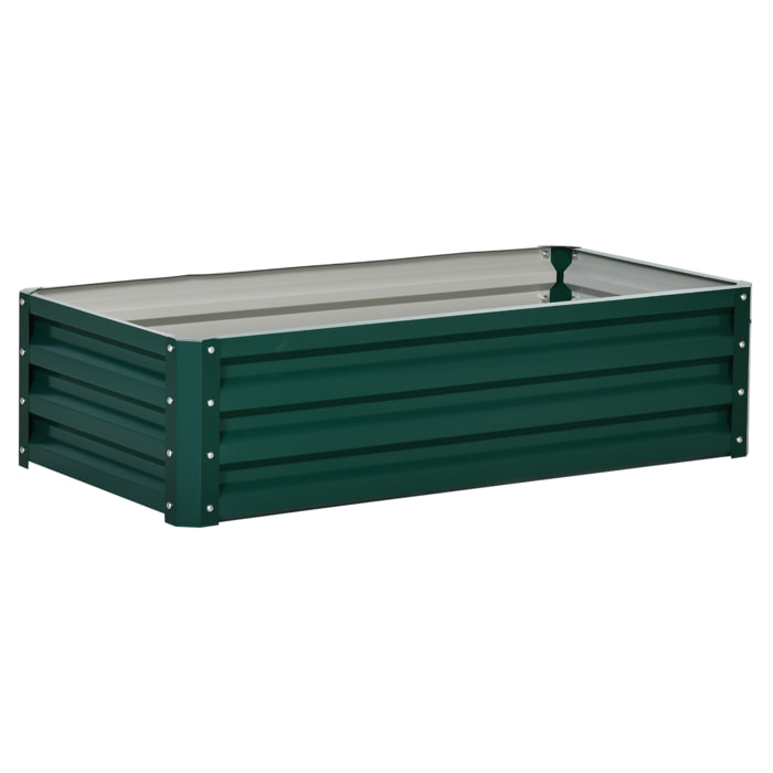 Carré potager de jardin dim. 120L x 60l x 30H cm tôle d'acier ondulée vert