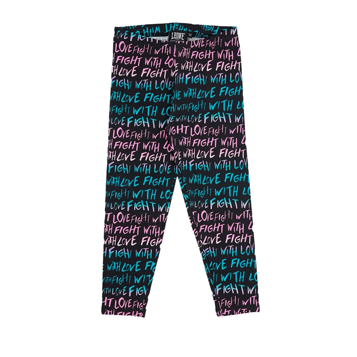 Leggings graffiti Leone bambina con stampa allover Pink Girl