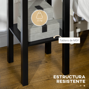 Mesa Auxiliar Estilo Moderno Mesita Auxiliar con Cajón y Estante de Almacenamiento Mesita de Noche para Sala de Estar Dormitorio 30x30x75 cm Negro