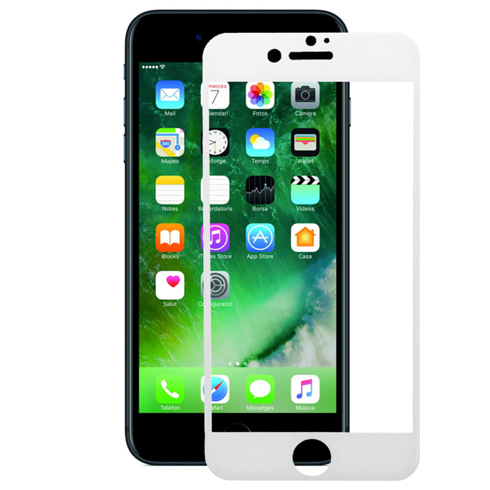 DAM VETRO TEMPERATO CON BORDI COLORATI IP7 PLUS / 8 PLUS 715 Cm. Colore bianco