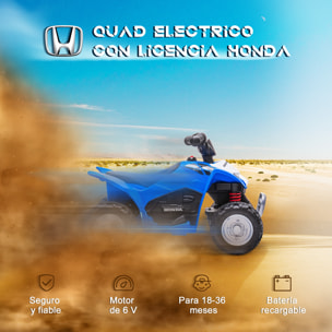 Quad Eléctrico HONDA para Niños 18-36 Meses con Faros LED 65,5x38,5x43,5cm Azul