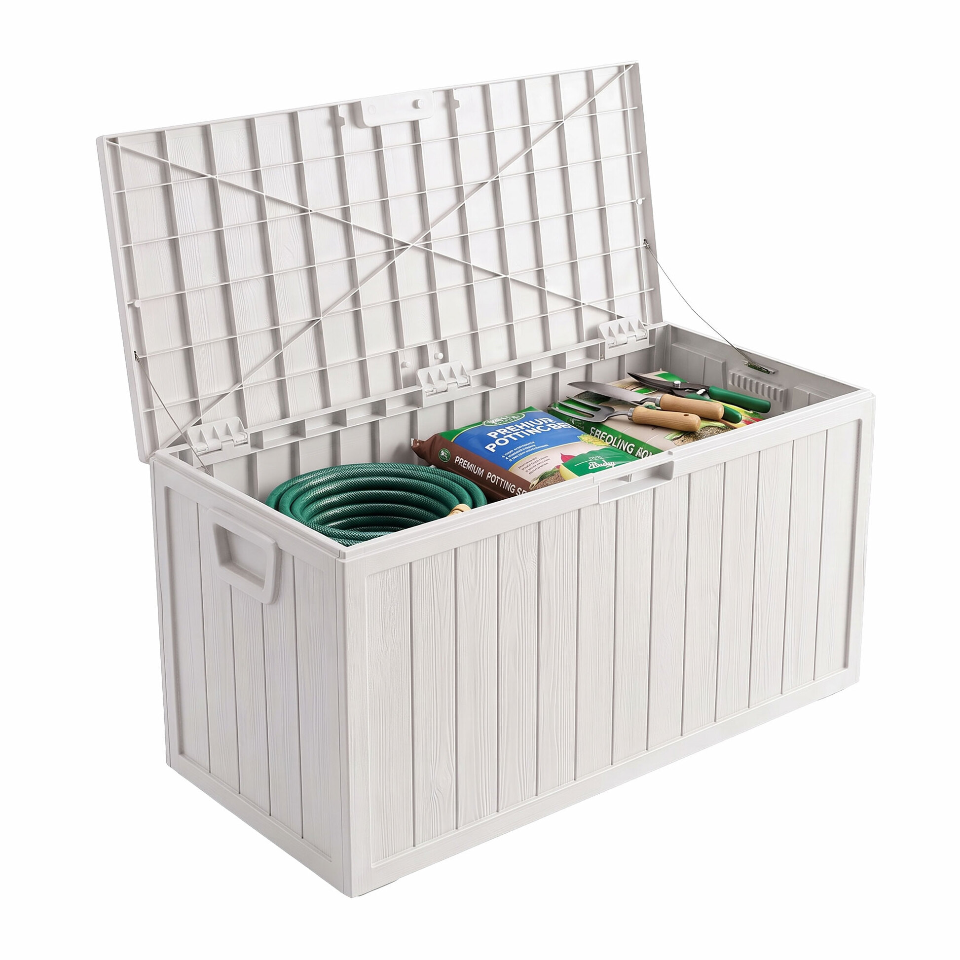 Neo 75 - Baule Portaoggetti da Giardino 110x46x53 cm 285 lt Contenitore Lucchettabile in Resina Bianco