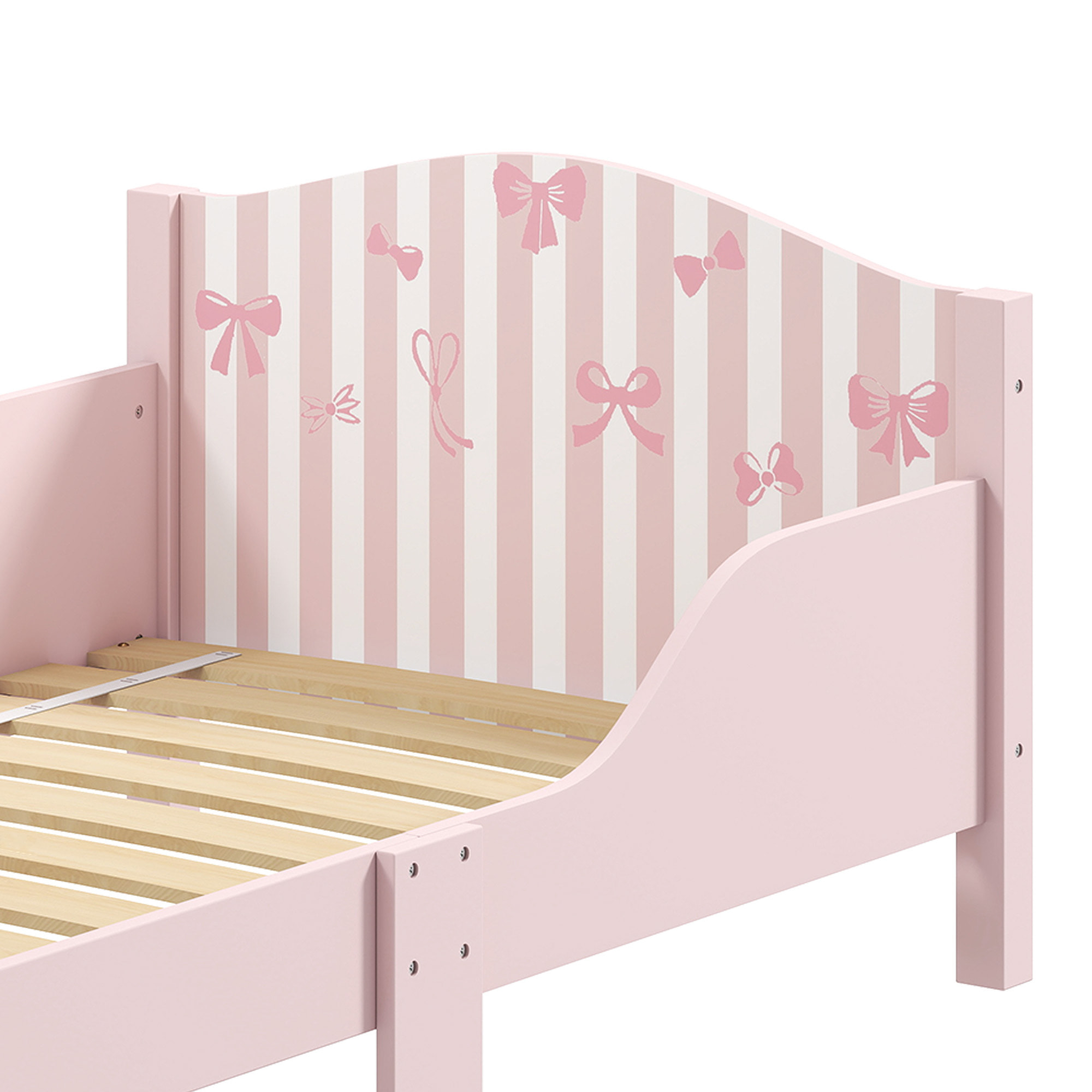 Lit enfant - lit d'enfant design girly - sommier à lattes inclus - MDF contre-plaqué rose blanc