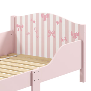 Lit enfant - lit d'enfant design girly - sommier à lattes inclus - MDF contre-plaqué rose blanc