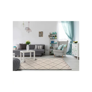 MALIKA Alfombra étnica de pelo corto blanco, varias medidas disponibles.