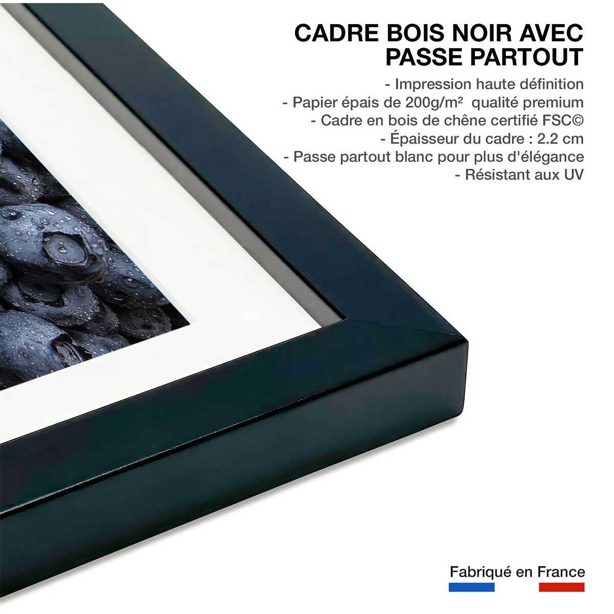 Affiche cuisine cure de cassis Affiche + cadre en bois - Noir