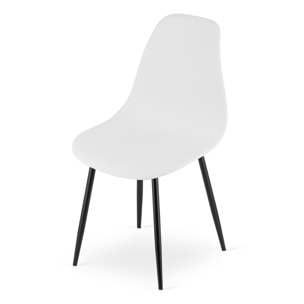 Sedia scandinava WAT bianca con gambe in metallo nero