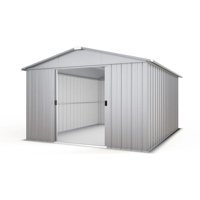 Abri de jardin métal brut Yardmaster Eco 11,03 m² + kit d'ancrage