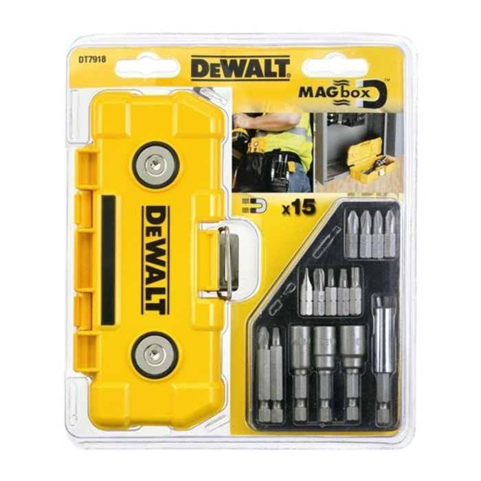 Coffret d'embouts de vissage DEWALT Magbox - 15 pièces - DT7918