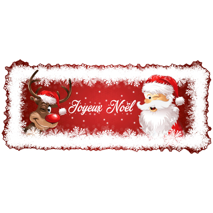 Sticker Noël Joyeux Noël renne et père Noël - Autocollants stickers adhésifs noël - décoration fêtes